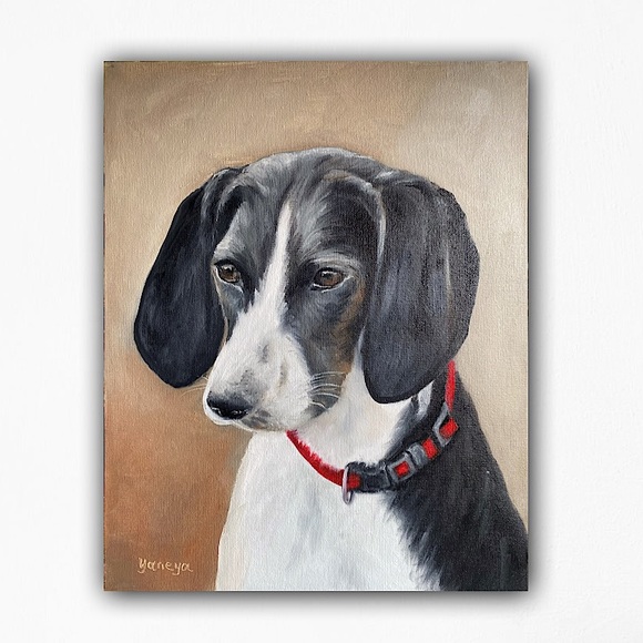 Original Oil Painting Signed custom animal portraits dog painting hound - Picture 5 of 5